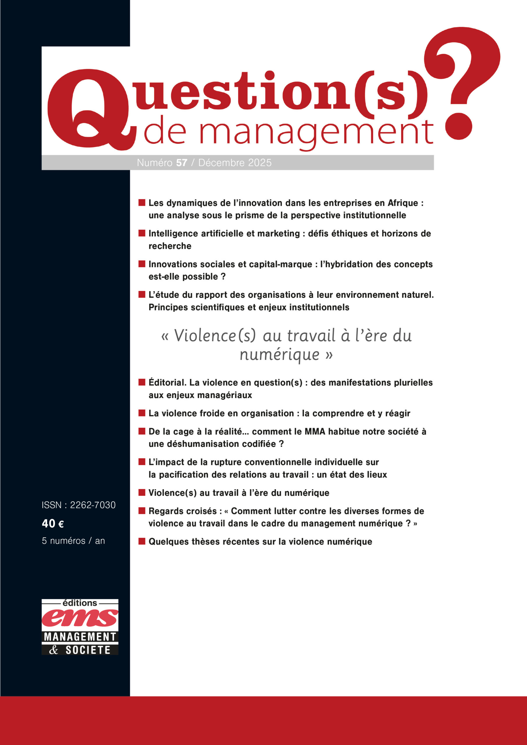 QUESTION(S) DE MANAGEMENT - N°57