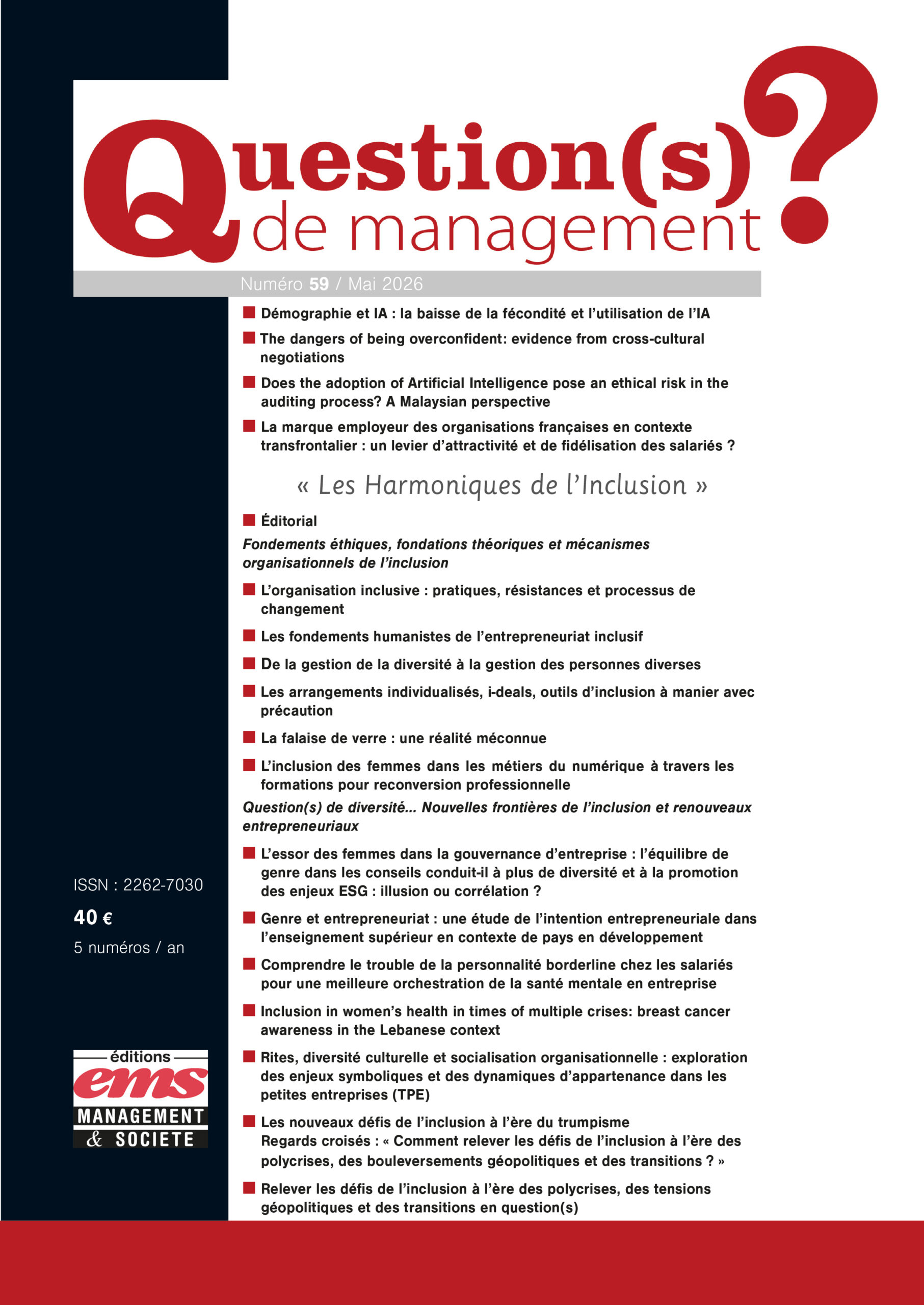 QUESTION(S) DE MANAGEMENT - N°59